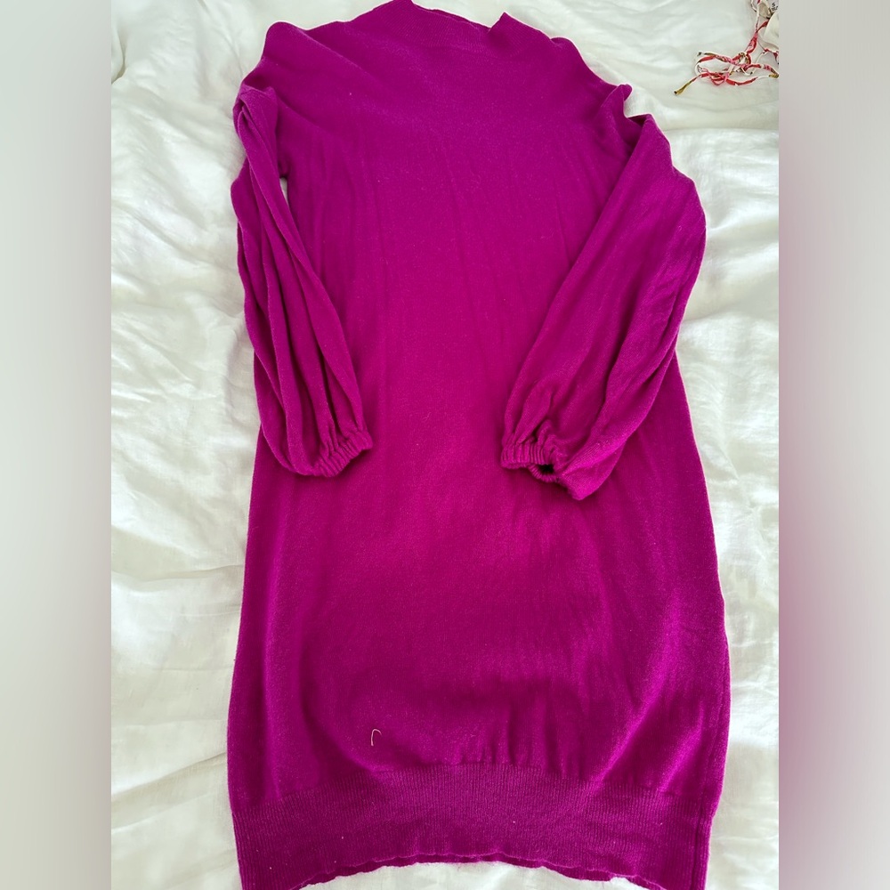 J.Crew magenta wool blend high neck oversized dress.